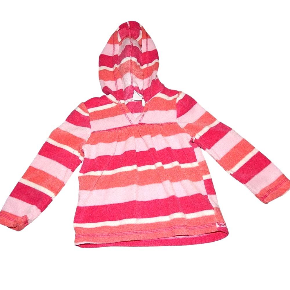 Children’s Place toddler girls 4T thick striped fuzzy pullover hooded sweater